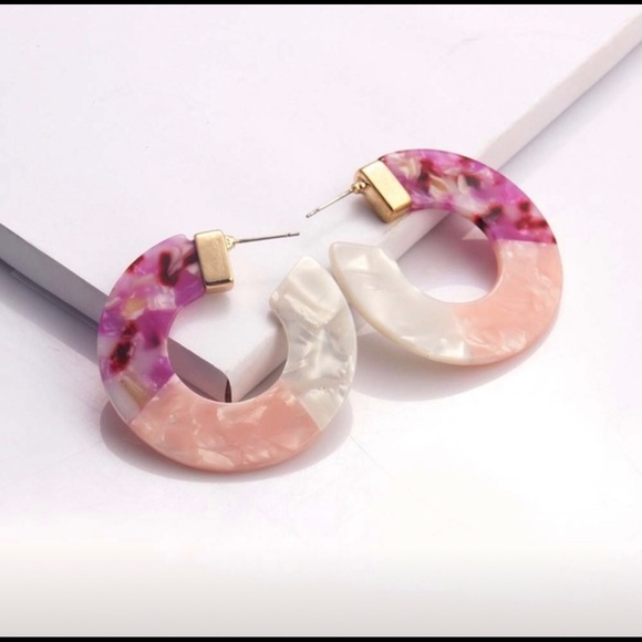 New hoop earrings pink multicolor - Picture 4 of 5